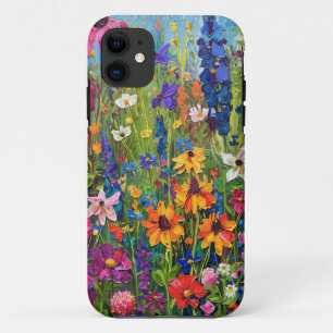 Capa Para iPhone 11 Campo de flor selvagem Pintura acrílica