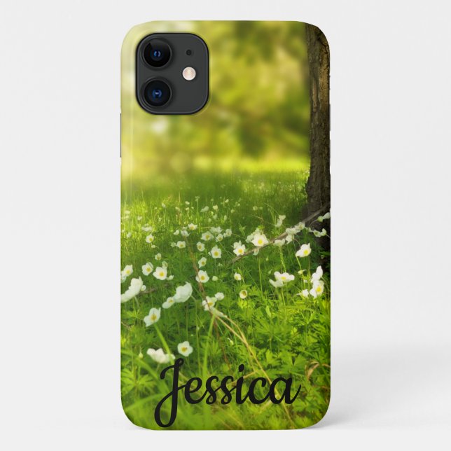 Capa Para iPhone 11 Campo de Flor Solarino Simples e Bonito Personaliz (Verso)