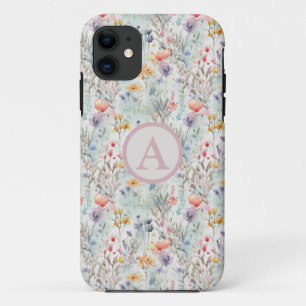 Capa Para iPhone 11 Campo de flores silvestres Caso Personalizável do