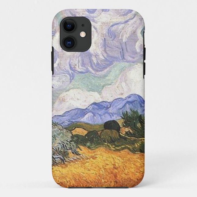Capa Para iPhone 11 Campo de Trigo com Cipreste de Van Gogh. (Verso)