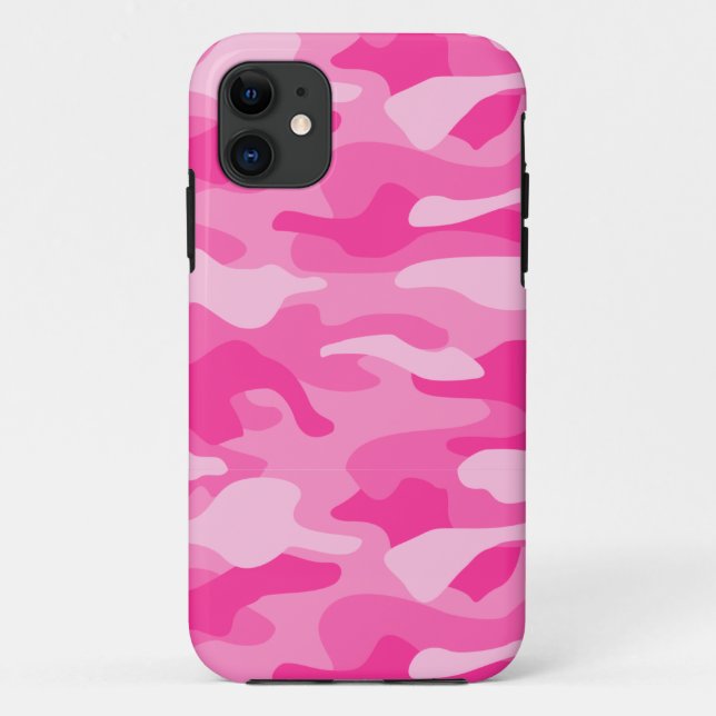 Capa Para iPhone 11 Camuflagem Monocor Rosa Persa (Verso)