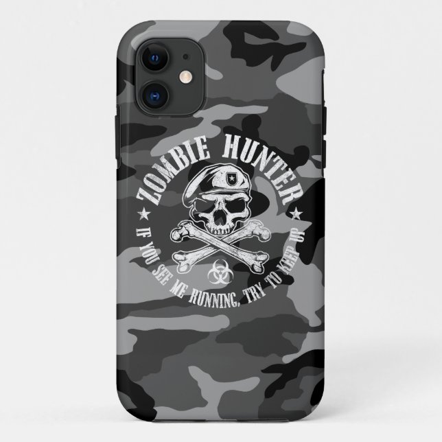 Capa Para iPhone 11 camuflagem urbana do caçador do zombi (Verso)
