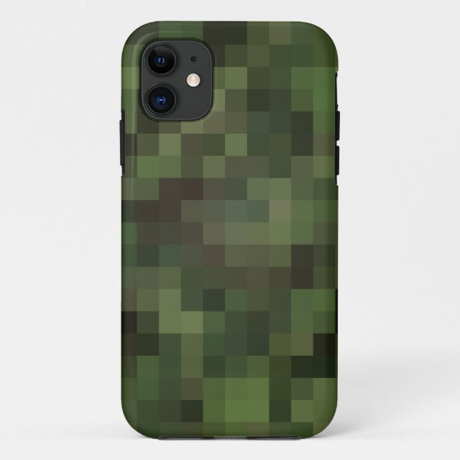 Capa Para iPhone 11 camuflagem verde-quadrado (Verso)