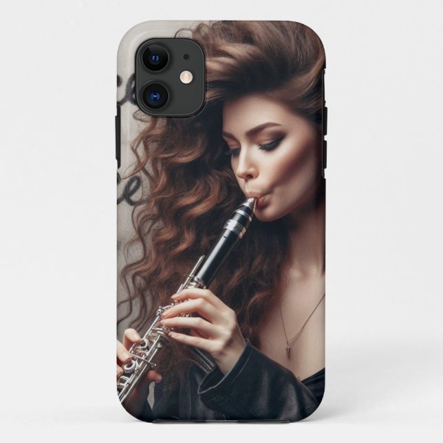 Capa Para iPhone 11 Cancer Zodiato Músico Clarinet (Verso)