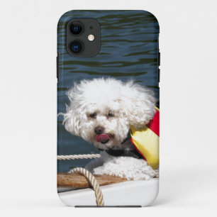 Capa Para iPhone 11 Caniche com jaqueta de vida
