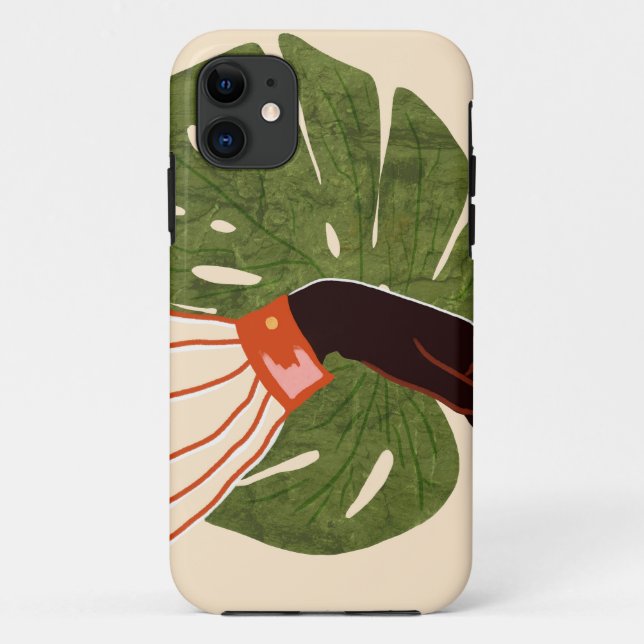 Capa Para iPhone 11 Canvas Verde, Destaque Vermelho (Verso)