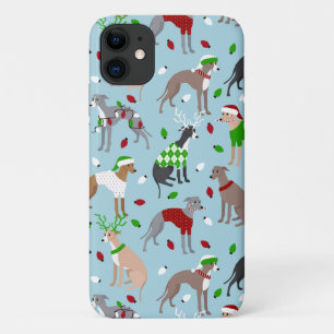 Capa Para iPhone 11 Cão de Greyhound Italiano Natal