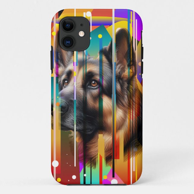 Capa Para iPhone 11 Cão Geométrico Moderno   (Verso)