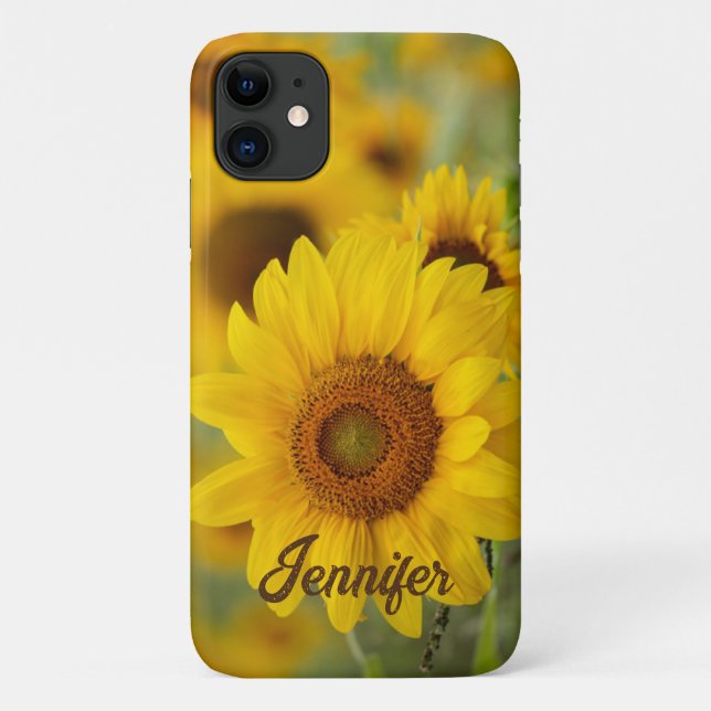 Capa Para iPhone 11 Capa de Celular Personalizada Sunflower iPhone (Verso)