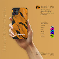 Capa de iPhone 11 Preta com Detalhes Laranja | Per