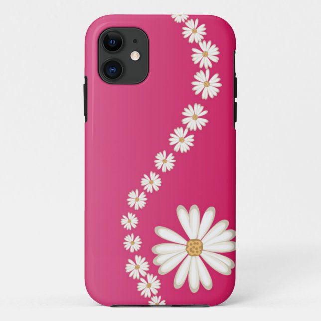 Capa Para iPhone 11 Capa de iPhone 5 Rosa com Margaridas Brancas Abstr (Verso)