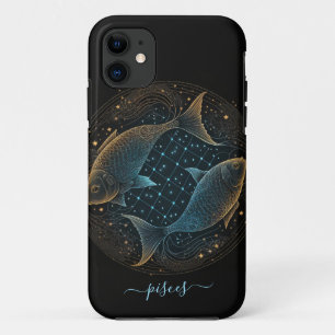 Capa Para iPhone 11 Capa de iPhone Case-Mate de Peixes zodíaco preto e