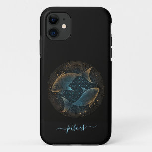 Capa Para iPhone 11 Capa de iPhone Case-Mate de Peixes zodíaco preto e