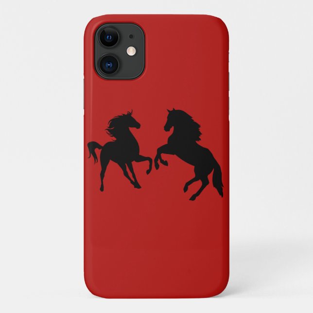 Capa Para iPhone 11 Capa de iPhone Cavalo Casal Vermelho - Escolha a C (Verso)