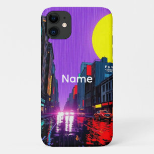 Capa Para iPhone 11 Capa de iPhone Cidade Paisagem Urbana Retro Nome P