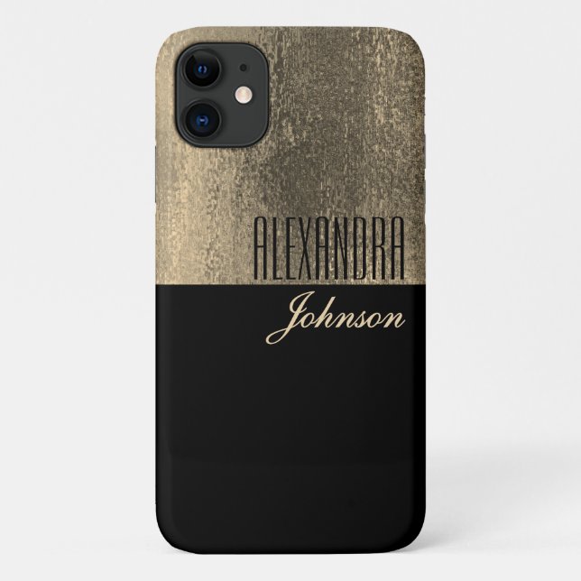 Capa Para iPhone 11 Capa de iPhone Nome Elegante Ouro Preto (Verso)