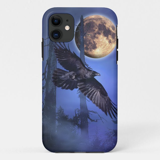 Capa Para iPhone 11 Capa de iPhone Raven e Moon Fantasy (Verso)