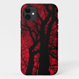 Capa Para iPhone 11 Capa de iPhone Vermelha com Árvore de Alto Contras