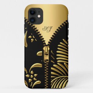 Capa Para iPhone 11 Capa iPhone 5 Case-Mate Dourado Damask Preto Zíper