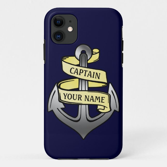 Capa Para iPhone 11 Capitão de Entrega Personalizável Seu Nome Âncora (Verso)