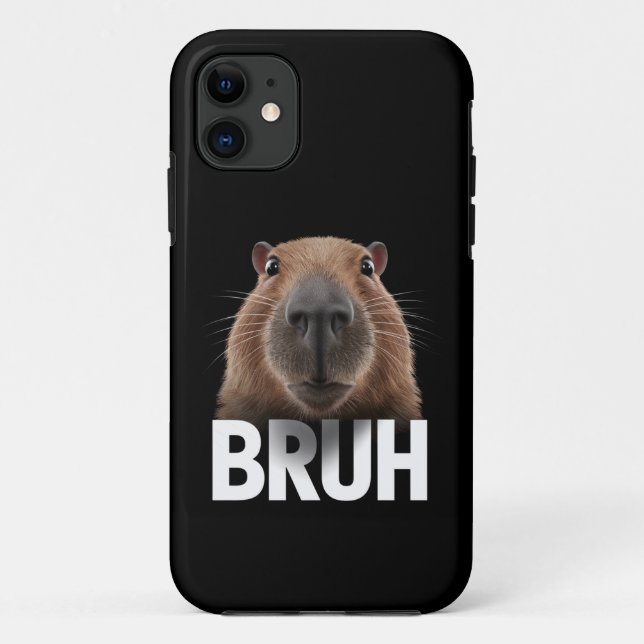 Capa Para iPhone 11 Capivara Engraçada Bruh  (Verso)