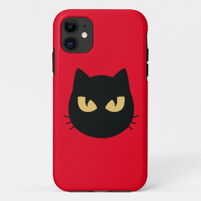 Capa Para iPhone 11 Cara de gato preto (Verso)