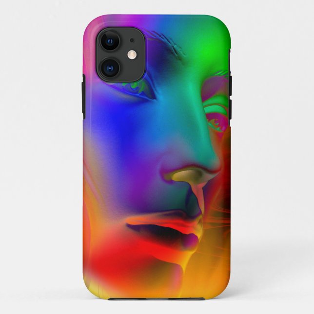 Capa Para iPhone 11 Cara de Mulher Psicodélica (Verso)