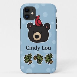 Capa Para iPhone 11 Cara de Urso Bonito e Amigável, Adicione Seu Nome