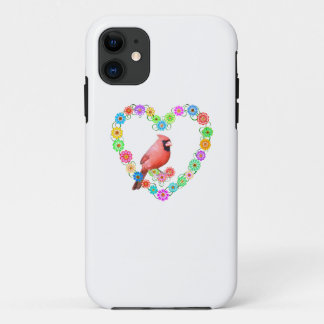 Capa Para iPhone 11 Cardeal em Flor Coração