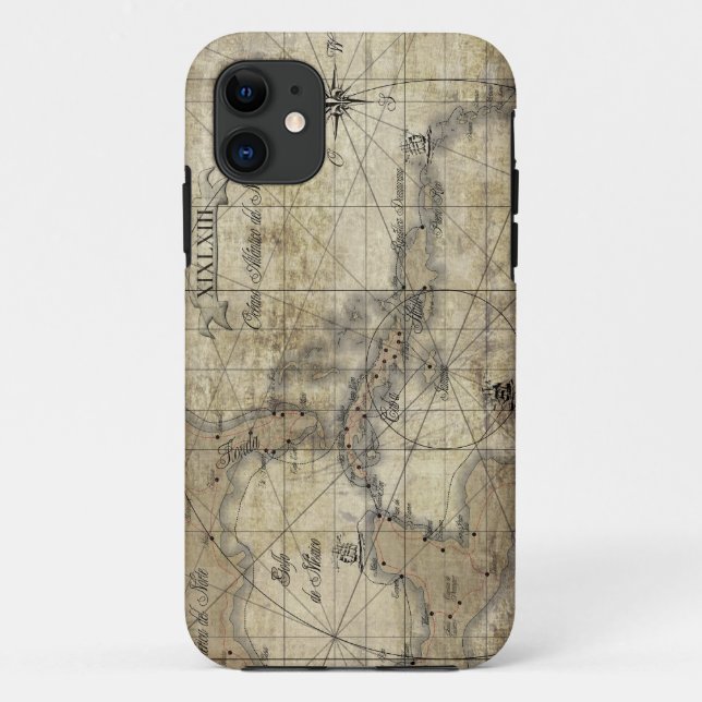 Capa Para iPhone 11 Caribe - mapa antigo (Verso)
