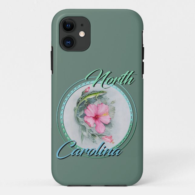 Capa Para iPhone 11 Carolina Anole & Hibiscus  (Verso)