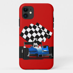 Capa Para iPhone 11 Carro de Corrida Azul com Sinalizador Verificado