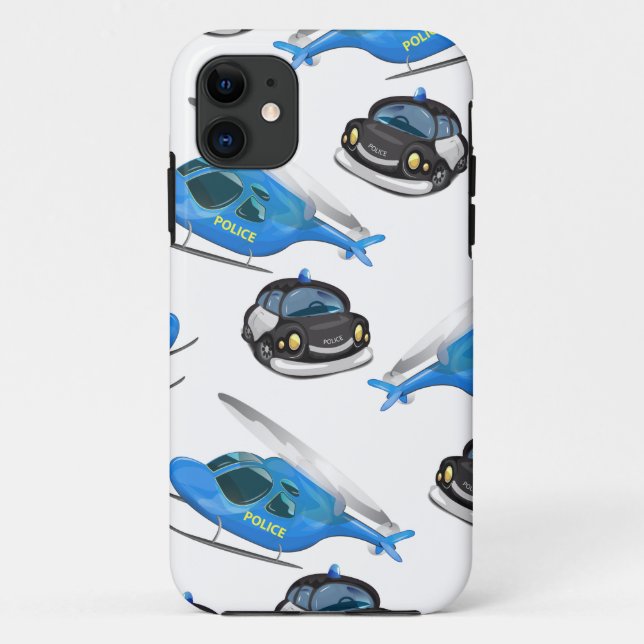 Capa Para iPhone 11 Carro de polícia e helicóptero (Verso)