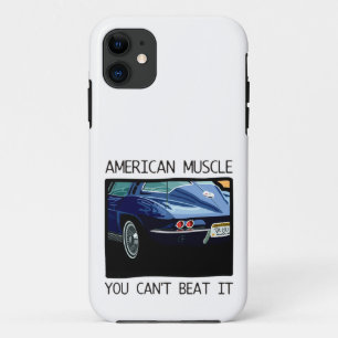Capa Para iPhone 11 Carro do músculo, clássico e azul americanos V8 