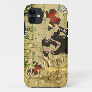 Capa Para iPhone 11 Cartão de posto Vintage Paris Tango