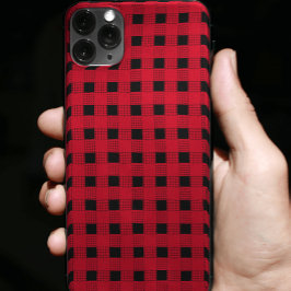 Capa Para iPhone 11 cartão de xadrez vermelho-festivo e preto