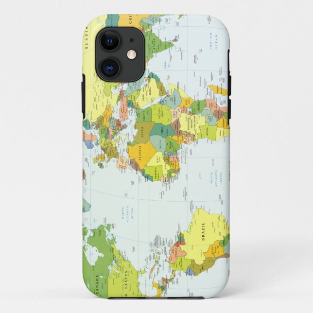 Capa Para iPhone 11 Cartaz do Atlas Político do Mapa Mundial: Decoraçã (Verso)