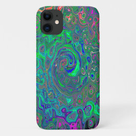 Capa Para iPhone 11 Cartela Trippy Chartreuse e Azul Líquido Retro