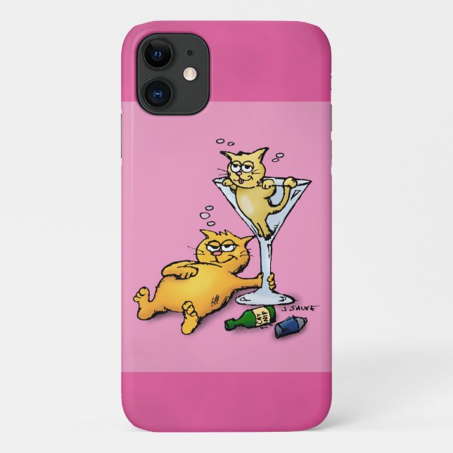 Capa Para iPhone 11 Cartografia Colchões e Gatinhos Rosa (Verso)