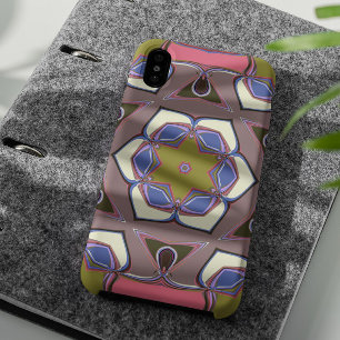 Capa Para iPhone 11 Cartografia Mandala Flor Azul Cor-de-rosa e Amarel