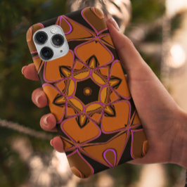 Capa Para iPhone 11 Cartografia Mandala Flor Laranja Cor-de-rosa e Pre