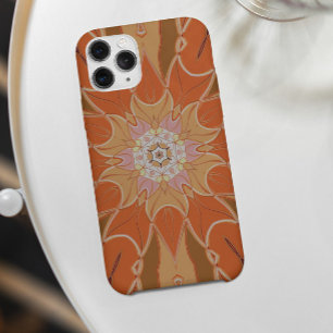 Capa Para iPhone 11 Cartografia Mandala Flor Laranja e Rosa