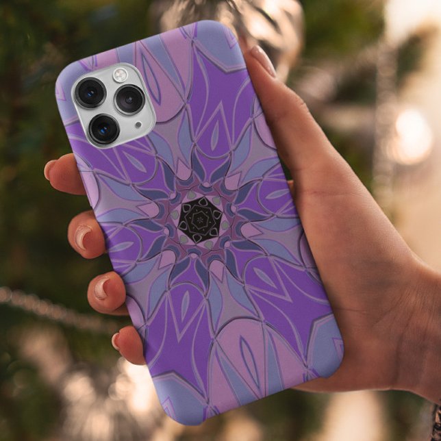 Capa Para iPhone 11 Cartografia Mandala Flor Puro Rosa e Azul (Criador carregado)