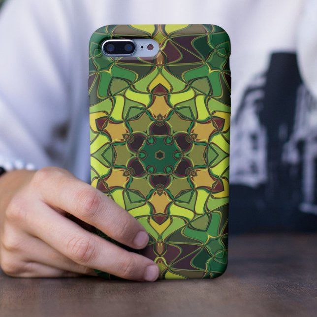 Capa Para iPhone 11 Cartografia Mandala Flor Verde Amarelo e Laranja (Criador carregado)