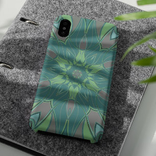 Capa Para iPhone 11 Cartografia Mandala Flor Verde e Azul
