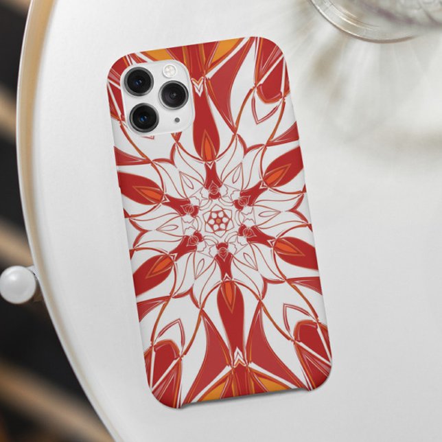 Capa Para iPhone 11 Cartografia Mandala Flor Vermelho Laranja e Branco (Criador carregado)