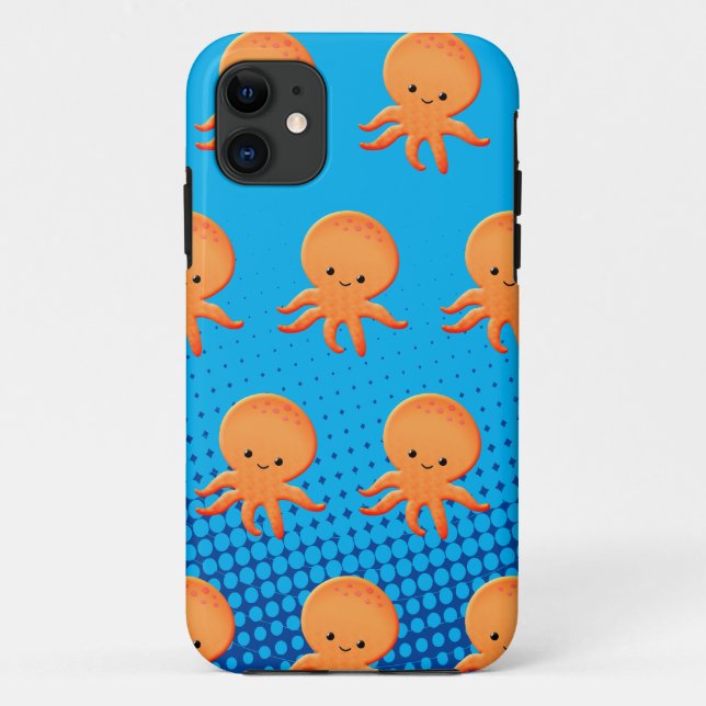 Capa Para iPhone 11 Cartoon Bonito Octopus Blue Ocean (Verso)