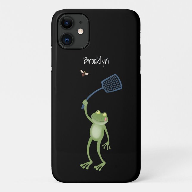 Capa Para iPhone 11 Cartoon de mosca verde-sapo engraçado (Verso)