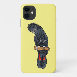 Capa Para iPhone 11 Cartoon de pássaro preto de cauda vermelha