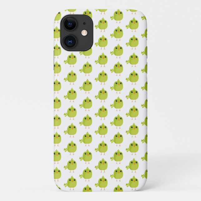 Capa Para iPhone 11 Cartoon de Pássaro Verde (Verso)